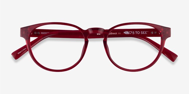 Hawthorne Clear Red Eco-friendlyEyeglass Frames from EyeBuyDirect, Closed View