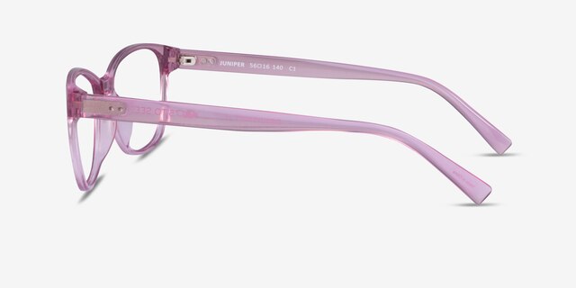Juniper Clear Pink PlasticEyeglass Frames from EyeBuyDirect, Side View