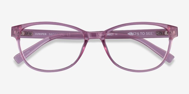 Juniper Clear Pink PlasticEyeglass Frames from EyeBuyDirect, Closed View