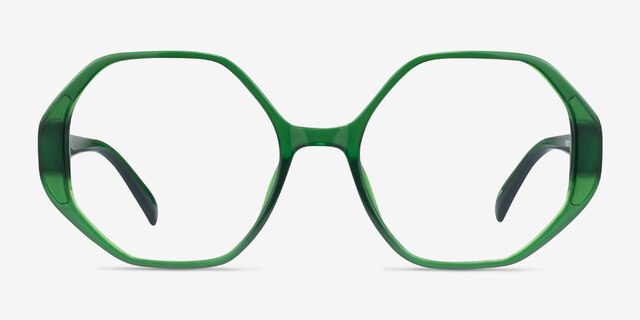 Cypress Clear Green PlasticEyeglass Frames from EyeBuyDirect, Front View