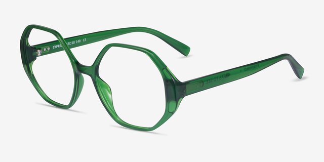 Cypress Clear Green PlasticEyeglass Frames from EyeBuyDirect, Angle View
