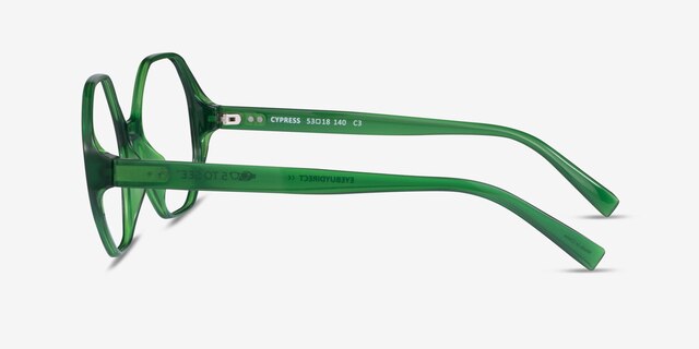 Cypress Clear Green PlasticEyeglass Frames from EyeBuyDirect, Side View