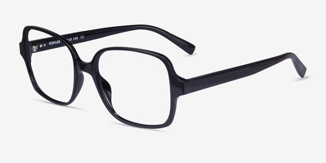 Poplar Black PlasticEyeglass Frames from EyeBuyDirect, Angle View