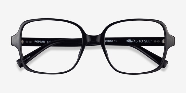 Poplar Black PlasticEyeglass Frames from EyeBuyDirect, Closed View