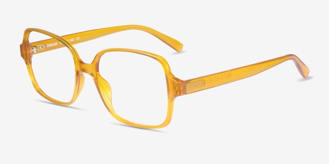 Poplar Clear Yellow Eco-friendlyEyeglass Frames from EyeBuyDirect, Angle View
