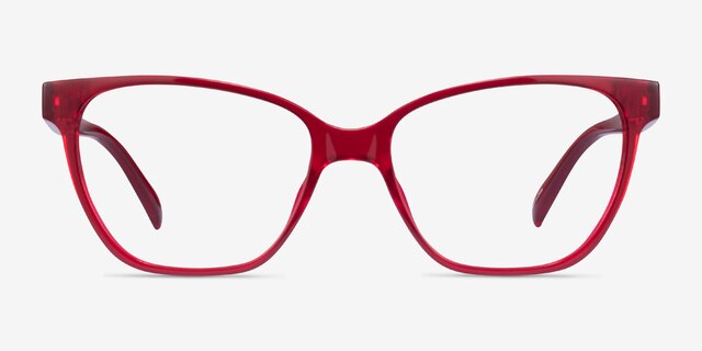 Almond Clear Red PlasticEyeglass Frames from EyeBuyDirect, Front View