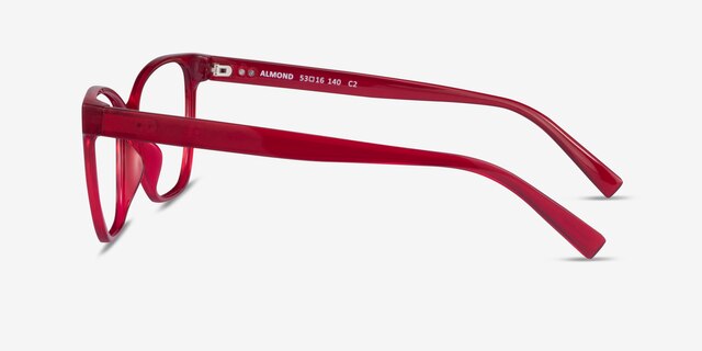 Almond Clear Red PlasticEyeglass Frames from EyeBuyDirect, Side View