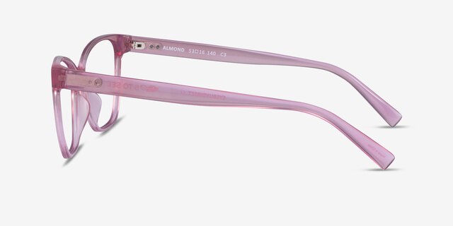 Almond Clear Pink PlasticEyeglass Frames from EyeBuyDirect, Side View