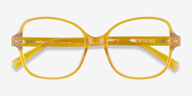 Arolla Clear Yellow PlastiqueMontures de lunettes de vue d'EyeBuyDirect, Vue Rapprochée