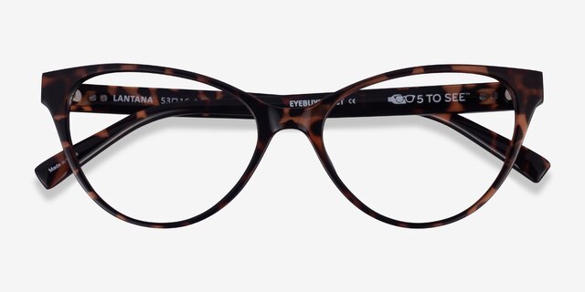 Lantana Tortoise PlasticEyeglass Frames from EyeBuyDirect, Closed View