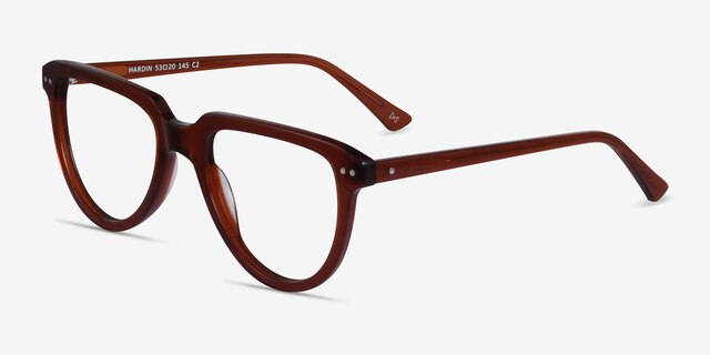 Hardin Clear Brown AcetateEyeglass Frames from EyeBuyDirect, Angle View