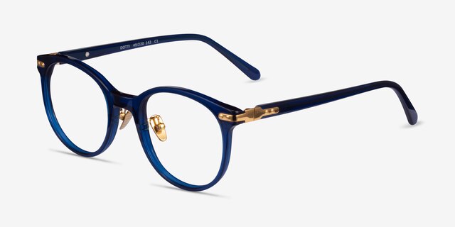 Dotti Blue Gold AcetateEyeglass Frames from EyeBuyDirect, Angle View