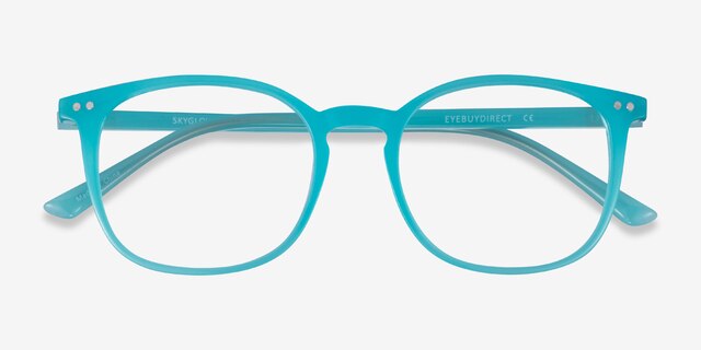 Skyglow Aqua PlasticEyeglass Frames from EyeBuyDirect, Closed View