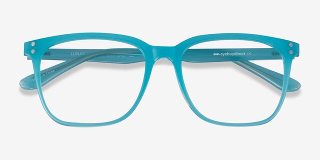 Lunar Gaze Bleu PlastiqueMontures de lunettes de vue d'EyeBuyDirect, Vue Rapprochée