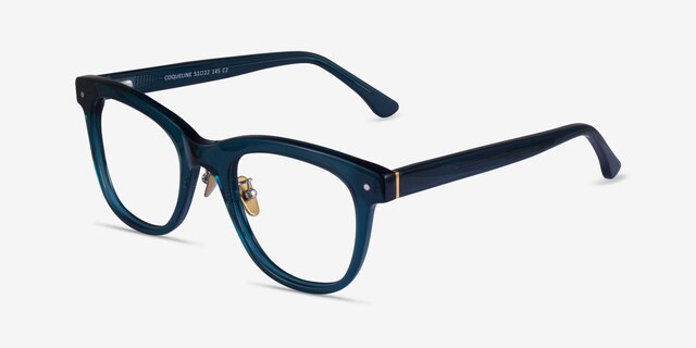 Coqueline Clear Blue AcetateEyeglass Frames from EyeBuyDirect, Angle View