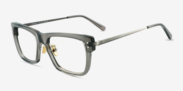 Crosby Clear Gray Gunmetal AcetateEyeglass Frames from EyeBuyDirect, Angle View