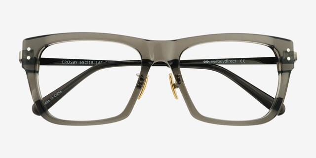 Crosby Clear Gray Gunmetal AcetateEyeglass Frames from EyeBuyDirect, Closed View