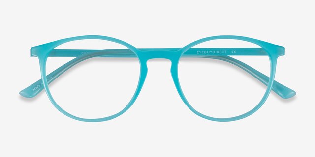 Crescent Bleu PlastiqueMontures de lunettes de vue d'EyeBuyDirect, Vue Rapprochée