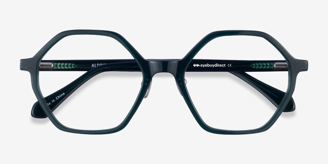Aldridge Dark Green AcetateEyeglass Frames from EyeBuyDirect, Closed View