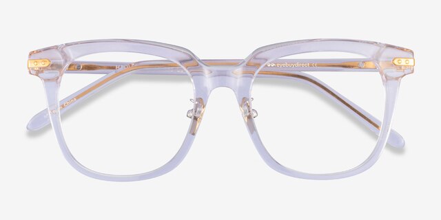 Hadley Clear Gold AcetateEyeglass Frames from EyeBuyDirect, Closed View