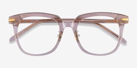 Hadley Champagne Gold Acétate Montures de lunettes de vue d'EyeBuyDirect, Vue Rapprochée