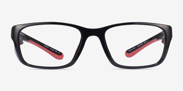 Furnace Black Red PlasticEyeglass Frames from EyeBuyDirect, Front View