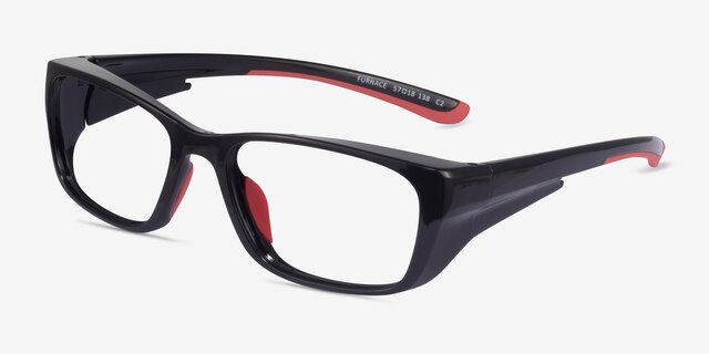 Furnace Black Red PlasticEyeglass Frames from EyeBuyDirect, Angle View