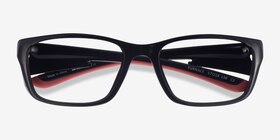 Furnace Black Red Plastique Montures de lunettes de vue d'EyeBuyDirect, Vue Rapprochée