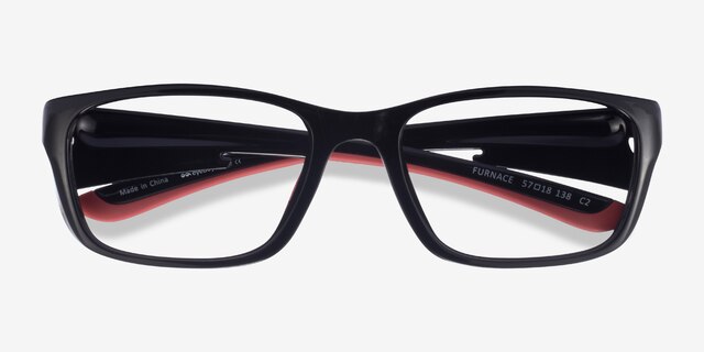 Furnace Black Red PlasticEyeglass Frames from EyeBuyDirect, Closed View