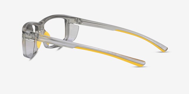 Drill Clear Gray Yellow PlasticEyeglass Frames from EyeBuyDirect, Side View