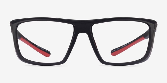 Cast Black Red PlasticEyeglass Frames from EyeBuyDirect, Front View