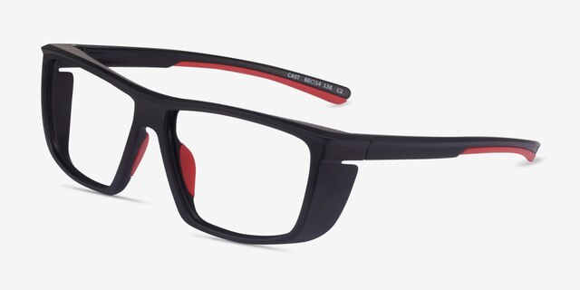 Cast Black Red PlasticEyeglass Frames from EyeBuyDirect, Angle View