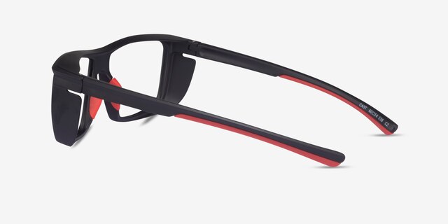 Cast Black Red PlasticEyeglass Frames from EyeBuyDirect, Side View