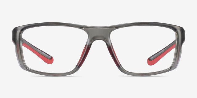 Buff Clear Gray Red PlasticEyeglass Frames from EyeBuyDirect, Front View