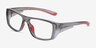 Buff Clear Gray Red PlasticEyeglass Frames from EyeBuyDirect, Angle View
