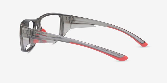 Buff Clear Gray Red PlasticEyeglass Frames from EyeBuyDirect, Side View