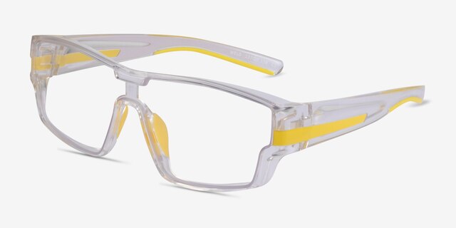 Weld Clear Yellow PlasticEyeglass Frames from EyeBuyDirect, Angle View