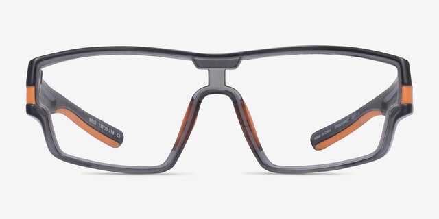 Weld Clear Gray Orange PlasticEyeglass Frames from EyeBuyDirect, Front View