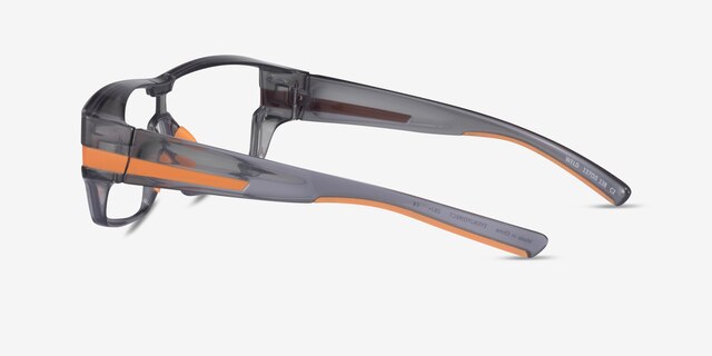 Weld Clear Gray Orange PlasticEyeglass Frames from EyeBuyDirect, Side View
