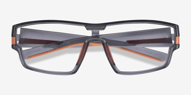 Weld Clear Gray Orange PlasticEyeglass Frames from EyeBuyDirect, Closed View