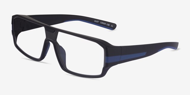 Dust Black Navy PlasticEyeglass Frames from EyeBuyDirect, Angle View