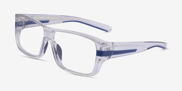 Flash Clear Blue PlasticEyeglass Frames from EyeBuyDirect, Angle View