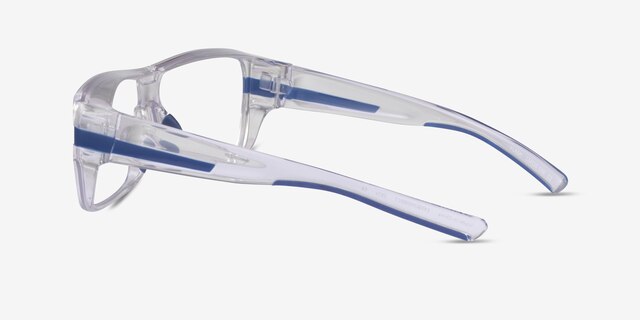 Flash Clear Blue PlasticEyeglass Frames from EyeBuyDirect, Side View