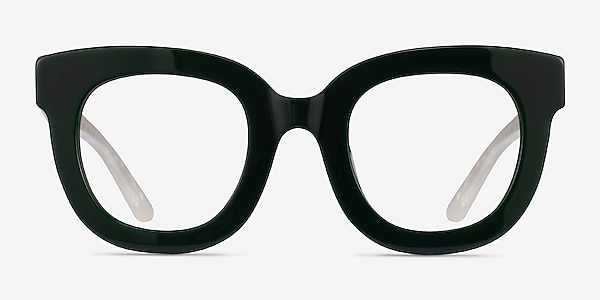 Astra Dark Green White Acetate Eyeglass Frames