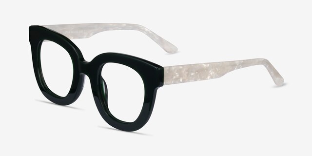 Astra Dark Green White AcetateEyeglass Frames from EyeBuyDirect, Angle View