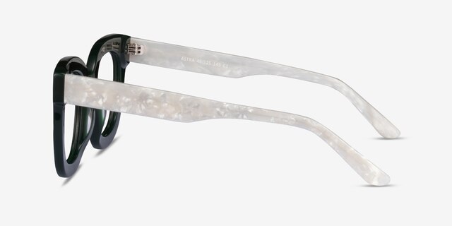 Astra Dark Green White AcetateEyeglass Frames from EyeBuyDirect, Side View