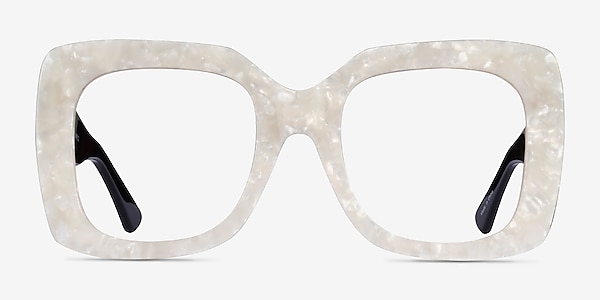 Spacey White Acetate Eyeglass Frames