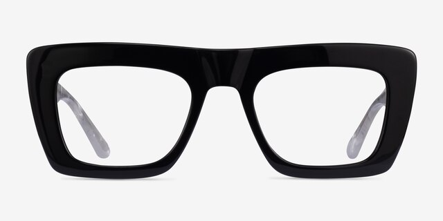 Planetary Black Gray AcetateEyeglass Frames from EyeBuyDirect, Front View