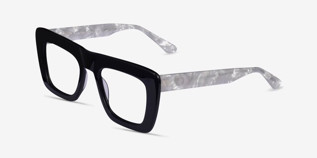 Planetary Black Gray AcetateEyeglass Frames from EyeBuyDirect, Angle View