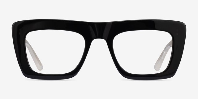 Planetary Dark Green White AcetateEyeglass Frames from EyeBuyDirect, Front View